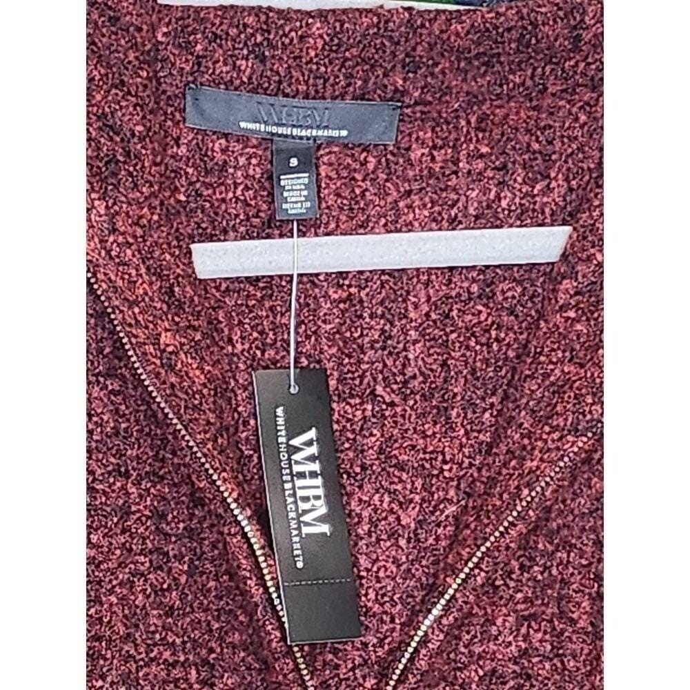 NWT WHBM Burgundy Marled Quarter Zip Sweater Small - Picture 3 of 6